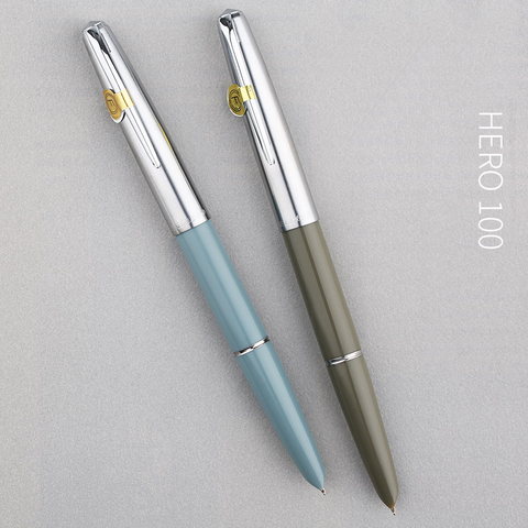 Hero-pluma estilográfica clásica Pluma de Oro de 14K, Metal auténtico de calidad, todo el acero/Semi-Acero, juego de regalo de escritura ► Foto 1/1