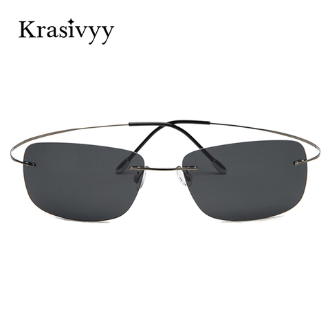 Krasivyy-gafas De Sol polarizadas cuadradas para hombre, lentes De Sol sin montura, diseño De marca De conducción, ultralivianas, De titanio puro ► Foto 1/6