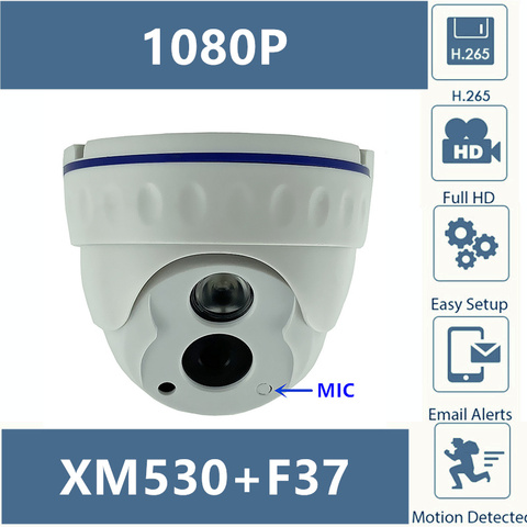 Micrófono incorporado cámara domo IP Audio transparente 2MP 1080P H.265 XM530 + F37 con IRC 42MIL, LED infrarrojo ONVIF con radiador CMS XMEYE ► Foto 1/6