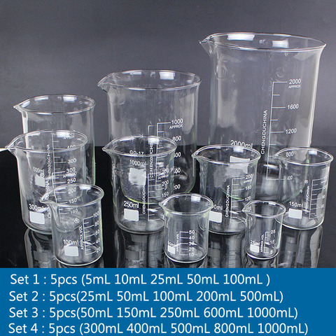 1 Juego de vasos de vidrio de borosilicato para laboratorio, de todos los tamaños, experimento químico, equipo de laboratorio, todos los tamaños ► Foto 1/6
