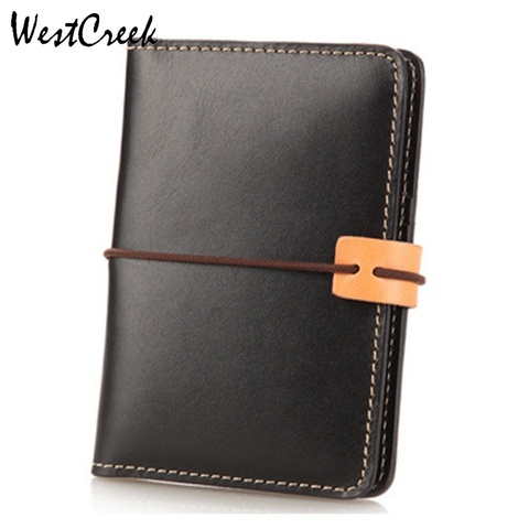 WESTCREEK-cartera de cuero genuino para hombre y mujer, Cartera de cuero genuino, con Clip para pasaporte, tarjetero ► Foto 1/6