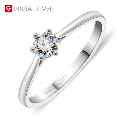 GIGAJEWE 0.3ct 4mm de corte redondo EF VVS1 anillo de plata 925 anillo de diamantes de prueba pasado de moda amor Token moda novia regalo ► Foto 1/6