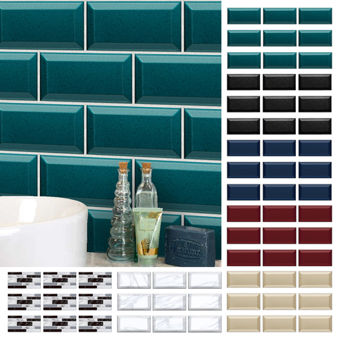 Funlife20x10cm-pegatinas impermeables Vintage para azulejos, adhesivos de azulejo turquesa terrazo, pegatinas de pared para cocina para baño y hogar ► Foto 1/6