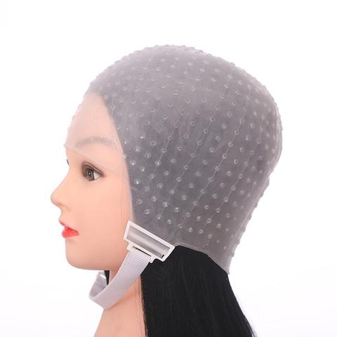 Gorro de silicona con aguja para tinte de cabello, herramienta de peluquería para tinte de pelo, gorra para coloración del cabello reutilizable ► Foto 1/6