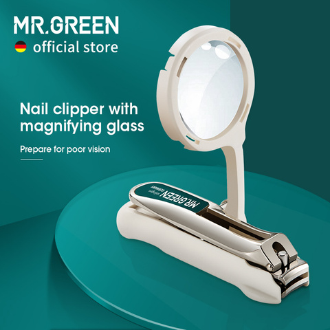 MR.GREEN-cortaúñas con lupa de aumento para mala visión, acero inoxidable, herramientas de manicura sin salpicaduras, Idea de regalo ► Foto 1/6