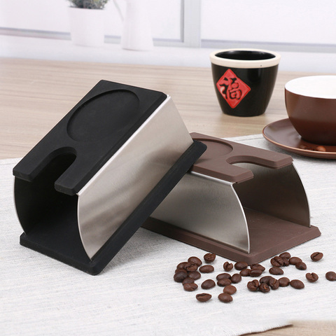 Soporte con carácter para café, Base de almacenamiento de acero inoxidable resistente para máquina de café y compactador de café con estera de silicona ► Foto 1/5