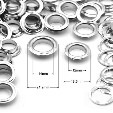 30 juegos de ojales de borde plano de plata de Material DE LATÓN, 12mm, 14mm, ojal con arandela, ajuste de cuero, artesanal, zapatos, accesorios para cinturón ► Foto 1/6