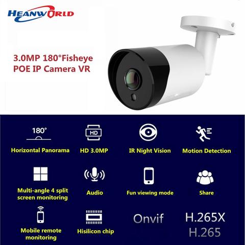 Fish Eye-cámara de seguridad inteligente para exteriores, videocámara tipo bala de 180 grados, 3MP, HD, IP, panorámica, IR, CCTV, P2P, H.265 + cámara Web ► Foto 1/6