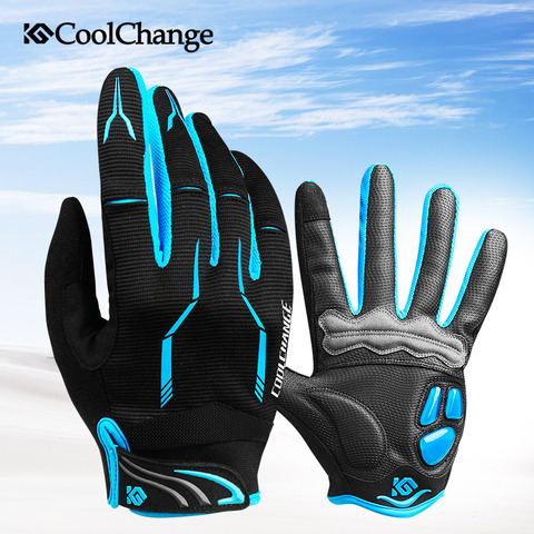 CoolChange pantalla táctil de los hombres guantes de ciclismo GEL Pad dedo completa bicicleta MTB guantes BMX carretera bicicleta de montaña guante ► Foto 1/6