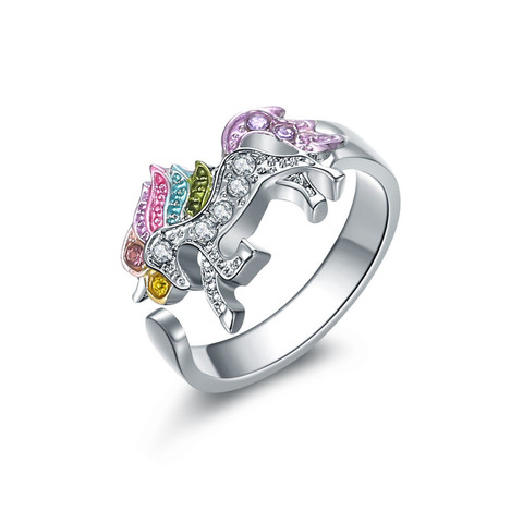 Anillo de unicornio de dibujos animados para niñas y niños, accesorios de joyería, Animal ► Foto 1/6