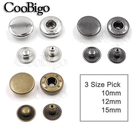 Juego de 50 tachuelas de Metal para botones de costura, cierres a presión para coser cuero, manualidades para ropa, bolsas de 10mm, 12mm y 15mm ► Foto 1/6