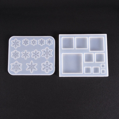 Molde de silicona transparente para manualidades, Moldes de resina epoxi de resina de flores secas para manualidades decorativas DIY, molde cuadrado de copos de nieve para joyería ► Foto 1/5