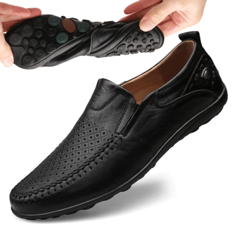 Zapatos casuales italianos para hombres mocasines de cuero genuino de verano mocasines deslizantes en pisos de hombres transpirables zapatos de hombre para conducir BTMOTTZ ► Foto 1/6