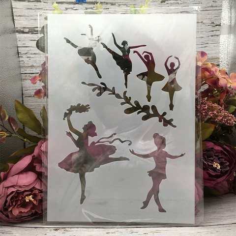 Plantillas decorativas A4 para niñas de Ballet, 29x21cm, bricolaje, pintura de pared, libro de recortes colorear, álbum en relieve ► Foto 1/1