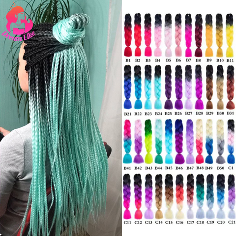 Sueño como 24 pulgadas Color degradado trenzas de cabello sintético de estirado al por mayor Jumbo trenzado KaneKalon extensiones de cabello 100 g/pcs ► Foto 1/6