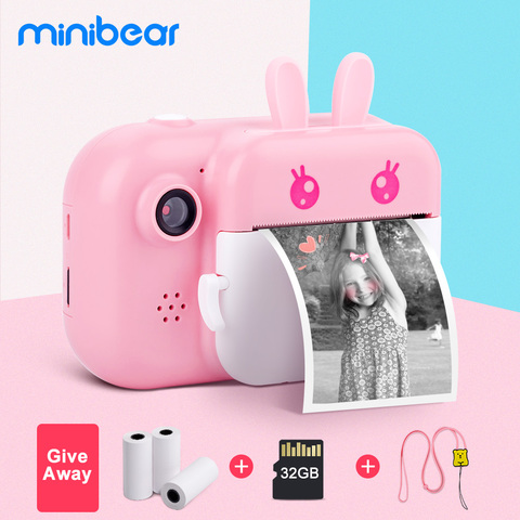 Cámara instantánea Minibear para chico s para niños, cámara Digital 1080P para chico, cámara de fotos, juguete, regalo de Navidad para niña y niño ► Foto 1/6