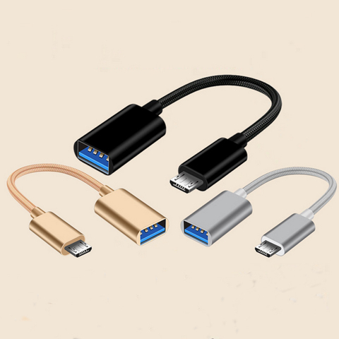 Cable adaptador USB 3,0 OTG, 2 en 1, para Samsung, nailon trenzado, Micro USB tipo C, adaptador de sincronización de datos para Huawei y MacBook tipo C OTG ► Foto 1/5