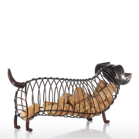 Tooarts-contenedor de corcho de vino salchicha, escultura práctica de regalo ornamental de animales de hierro artesanal, marrón, decoración del hogar ► Foto 1/6