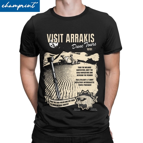 Visita Arrakis T camisa de los hombres de algodón de moda para camisetas masculinas Dune Herbert Frank Sandworm de ciencia ficción camisetas regalo ropa ► Foto 1/6