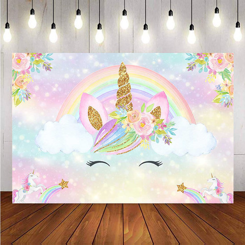 Fondo de arco iris de unicornio para fotografía de recién nacido, temática de feliz cumpleaños, decoración de fiesta, Fondo para personalización de foto ► Foto 1/6