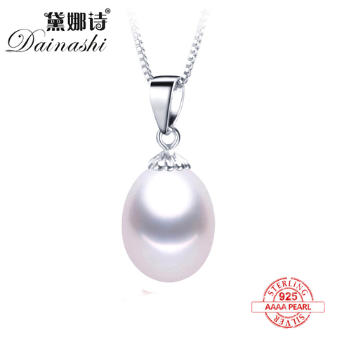 AAAA-colgante de perlas de agua dulce para mujer, Collar de plata de ley 925 de 8-9mm, joyería de perlas naturales de tamaño pequeño para mujer, venta al por mayor ► Foto 1/5