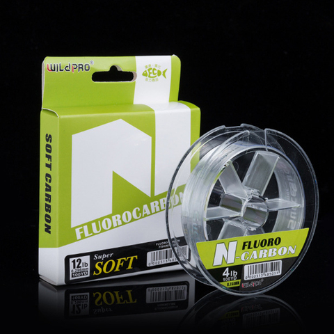 Sedal 100% fluorocarbono para pescar, elemento de 100 yds/91,4 m para pesca de mosca, fibra de carbono, asegura hundimiento rápido de la carga ► Foto 1/6