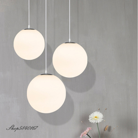 Lámpara colgante minimalista para sala de estar, luz LED de bola blanca de cristal, moderna, para dormitorio, iluminación interior ► Foto 1/6