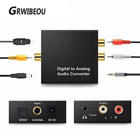 Nuevo Toslink Coaxial fibra óptica Digital a analógico de Audio AUX 3,5mm Jack RCA L/R convertidor SPDIF Digital decodificador de Audio amplificador ► Foto 1/6