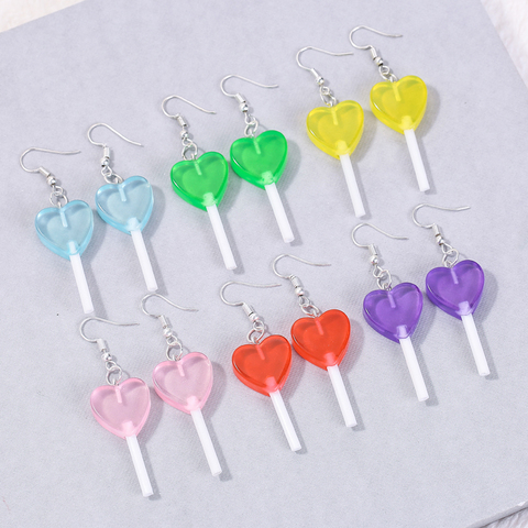 1 par de pendientes de mujer resina artesanal caramelo piruleta Bff amistad gota pendientes para mujeres niños joyería personalizada bienvenida ► Foto 1/6