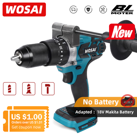 WOSAI-taladro eléctrico sin escobillas, destornillador inalámbrico de 20 Torque, batería de ion de litio, destornillador, taladro para batería de litio Makita de 18V ► Foto 1/6