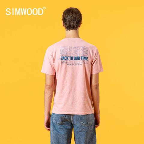 SIMWOOD-Camiseta con estampado de letras para hombre, camiseta fina transpirable de talla grande, camisetas cómodas de alta calidad, novedad de verano 2022 ► Foto 1/6