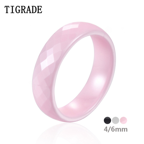 TIGRADE-Anillo de cerámica rosa de 4/6mm para mujer, joyería de calidad superior cortada a mano, sin arañazos, Unisex, libre de alergias, negro y blanco ► Foto 1/6