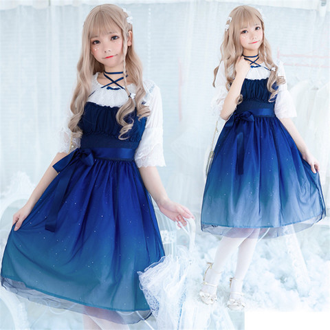 Gradiente de gasa vestido de princesa chica Kawaii Gothic Lolita JSK adulto dulce Anime Loli vestidos Cosplay vestuario ► Foto 1/6