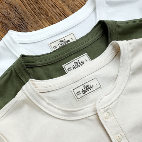 Henley Tee-lee la descripción. Camiseta Henley informal de algodón, talla asiática, 250gsm, 5 colores ► Foto 1/6