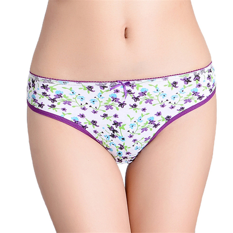 FUNCILAC mujer de algodón de la ropa interior Sexy bragas Floral bragas con estampados, bragas ropa interior para las mujeres (5 unids/lote) tamaño M, L, XL ► Foto 1/6