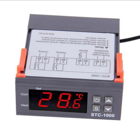 Controlador de temperatura del termostato de STC-1000 para relé de incubadora LED 10a 2 etapas de enfriamiento de calefacción 110V 220V 12V 24V fuente de alimentación ► Foto 1/6