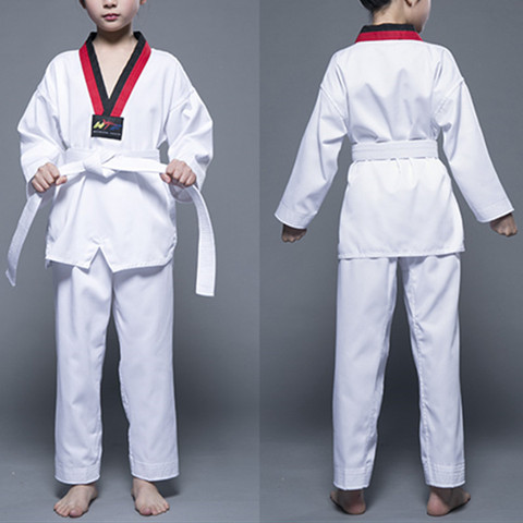 Uniforme de Taekwondo blanco de algodón para niños y adultos, Dobok de Taekwondo con cinturón, deportivo, Para gimnasio, Judo, kárate, equipo de Taekwondo ► Foto 1/6