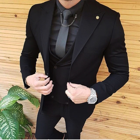 Hombre trajes de boda esmoquin para que use el novio vestidos de baile mejor Traje De Hombre fiesta negocios juego de tres piezas traje (chaqueta + Pantalones + chaleco) ► Foto 1/6