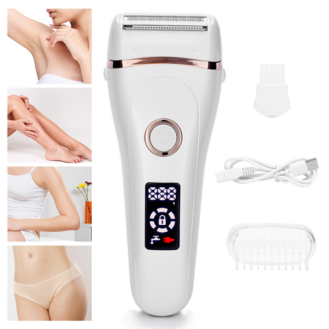 Afeitadora eléctrica indolora para mujer, recortadora de Bikini con carga USB para todo el cuerpo, resistente al agua, pantalla LCD, uso húmedo y seco ► Foto 1/6