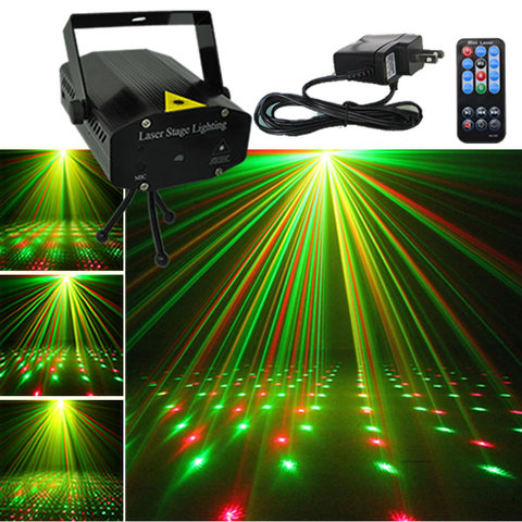 Mini negro Shell portátil IR remoto roja verde láser proyector luces de DJ KTV Casa de fiesta de Navidad Dsico LED iluminación de escenario I100B ► Foto 1/6