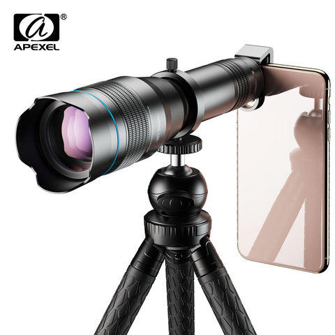 APEXEL opcional HD 60X metal telescopio teleobjetivo monocular lente móvil + trípode extensible para iPhone Huawei todos los Smartphones ► Foto 1/6