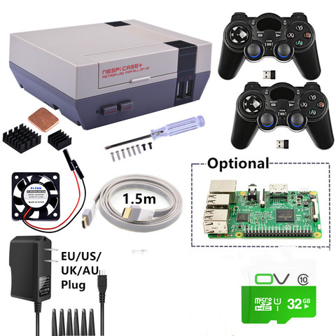 Nueva NESPi + Plus Kit con 2 piezas 2,4 GHz inalámbrico Gamepads + opcional 16g/32G tarjeta Micro SD + opcional frambuesa Pi 3 tablero ► Foto 1/1