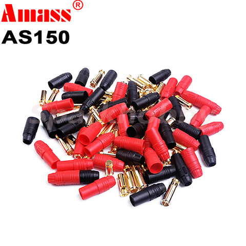 AMASS-conector Banana AS150 de 7mm, macho y hembra, chapado en oro, de alta corriente, negro rojo, para batería de alto voltaje RC, 1 ud. ► Foto 1/6