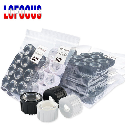 Lote de 50 unidades de lentes LED de 20mm, lente PMMA + soporte para bricolaje de 1W, 3W y 5W, 5, 8, 10, 15, 25, 30, 45, 60, 90, 120 grados, Chip COB LED de alta potencia ► Foto 1/6