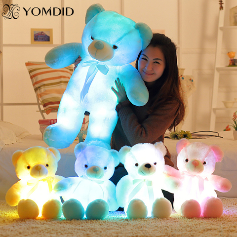 Oso de peluche con luz LED para niños, cojín de peluche con dibujos animados, colorido brillante, regalo de Navidad, almohada, 2022 ► Foto 1/6