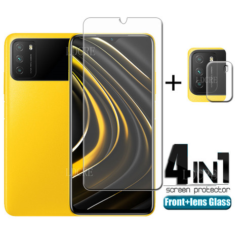 4-En-1 para Xiaomi Poco X3 vidrio para Poco X3 vidrio templado HD Protector de pantalla para Note 9 S 8 Pro Redmi 9 A C Poco X3 lente de vidrio ► Foto 1/6