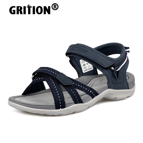 GRITION-Sandalias de tacón plano con punta abierta para mujer, zapatos informales, antideslizantes, ligeros, para playa, para verano, 37 a 40, 2022 ► Foto 1/6