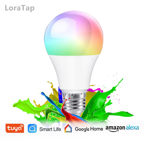 Tuya Smart Life-Control por voz con WiFi, Bombilla LED RGB regulable, E27, asistente de Google Alexa, 2,4G, temporizador ► Foto 1/6