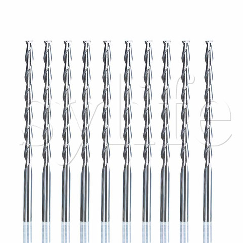 10 Uds. Cortador en espiral de carburo sólido de doble flauta 3.175x42mm brocas de rebajadora de CNC ► Foto 1/1