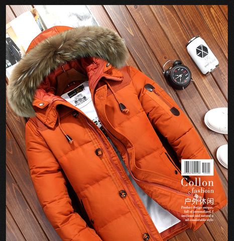 Chaqueta de invierno con capucha de piel auténtica para hombre, abrigo de alta calidad, abrigo informal de invierno para hombre JK-633 ► Foto 1/6